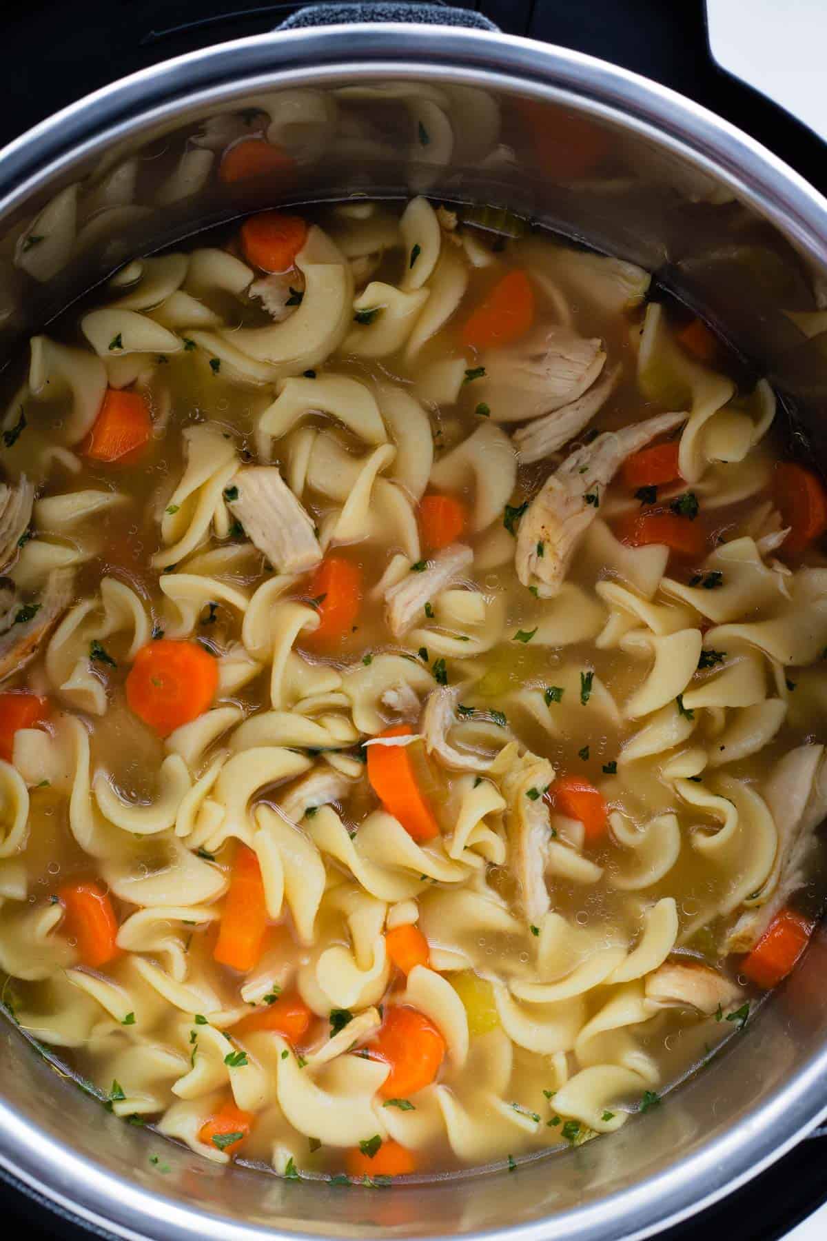 Chicken noodle soup in the instant pot