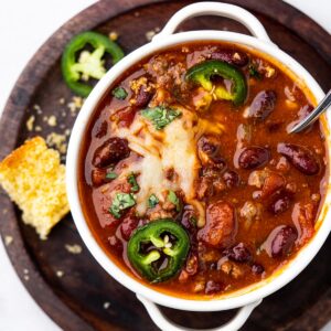 bowl of instant pot chili.