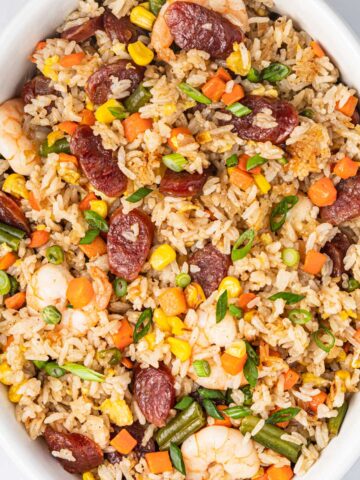 Serving bowl of Vietnamese Fried Rice (Com Chien)